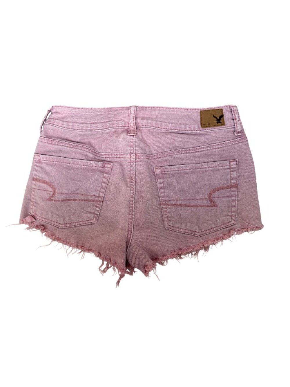 American Eagle Shorts Size 6 Pink Denim Stretch Raw Hem 2" AEO Jean Short